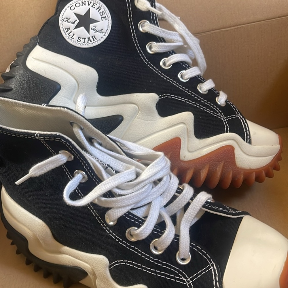 Platform Converse Sneakers. Black, Brown & tan. Platform high tops